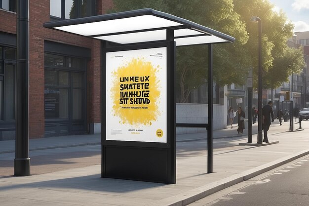 Premium Photo | Mock up of light box on the bus stop