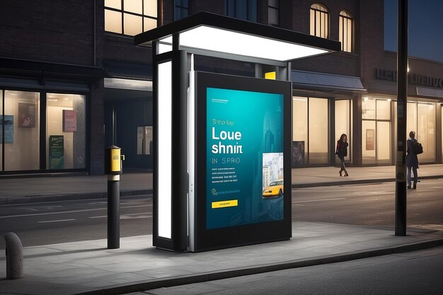 Premium Photo | Mock up of light box on the bus stop