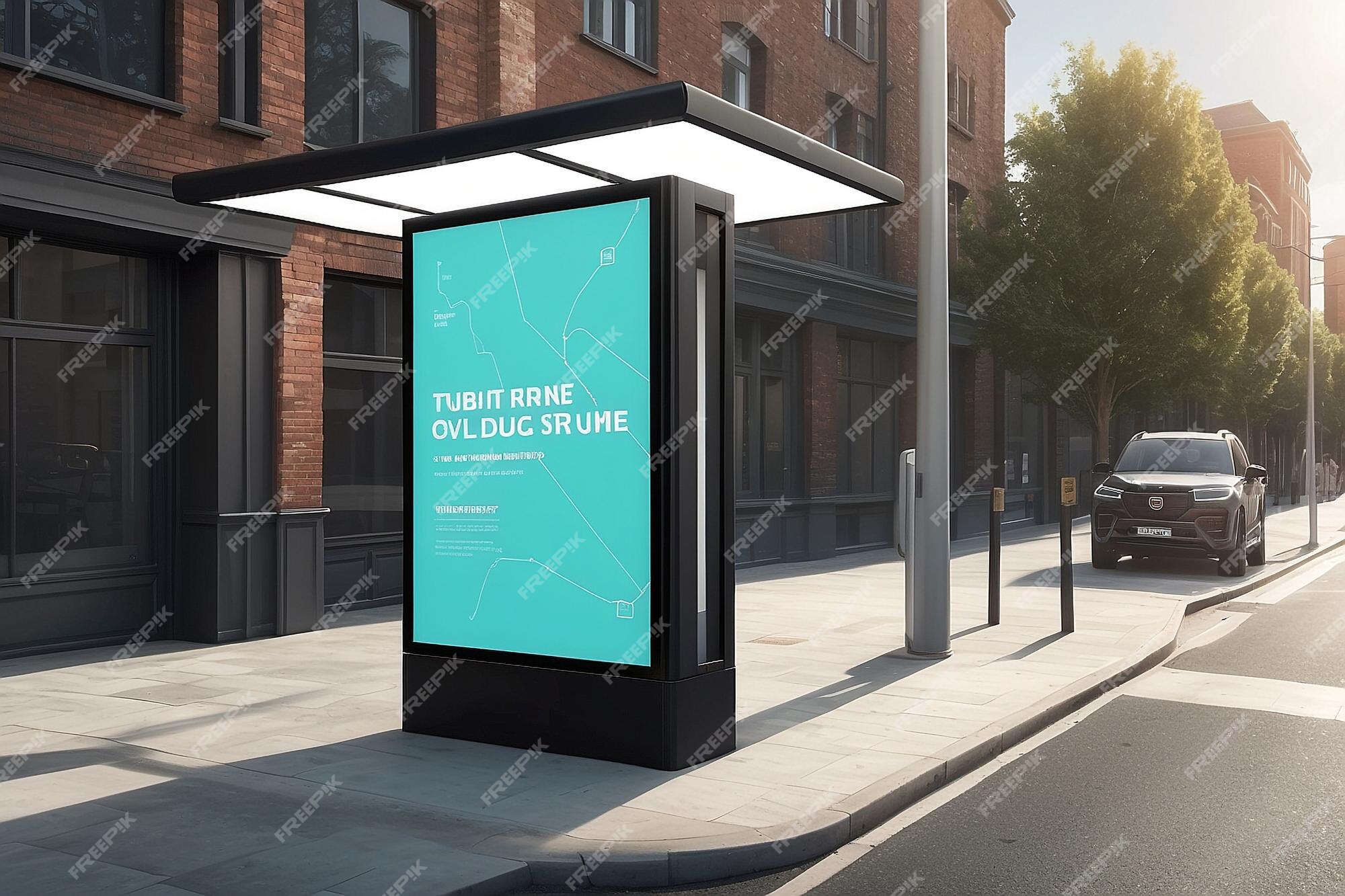 Premium Photo | Mock up of light box on the bus stop