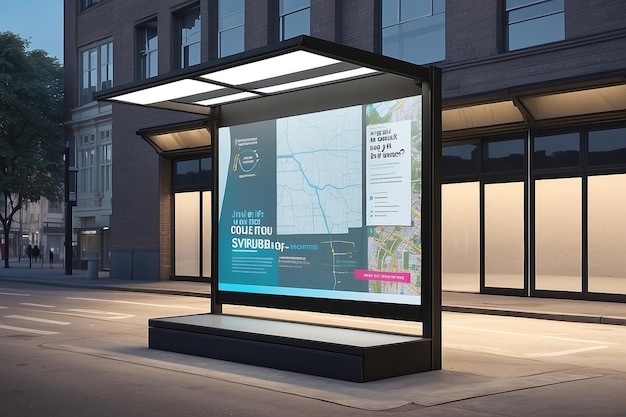 Premium Photo | Mock up of light box on the bus stop image.