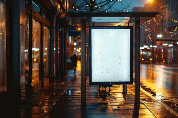 Mockup of blank advertising light box on the bus stop ai generative ...