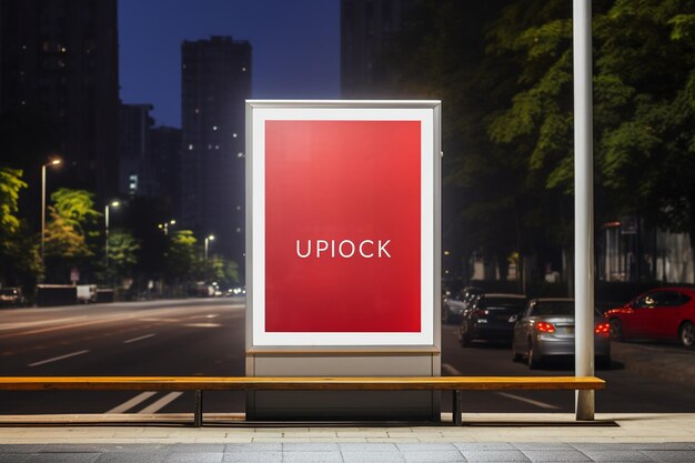 Premium AI Image | Mockup Lightbox on Urban Bus Stop