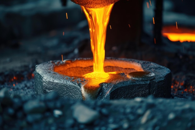 Premium Photo | Molten metal pouring into a mold