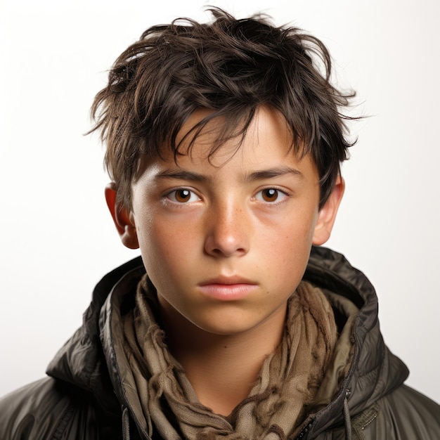 Premium AI Image | Moody Uzbekistani Boy with Scowl