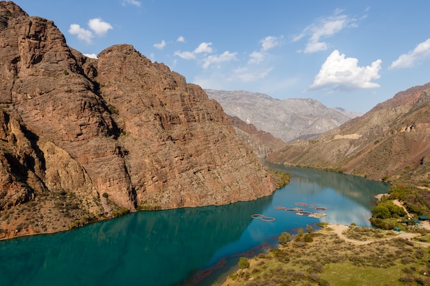 Premium Photo | The naryn river in the tian shan mountains, kyrgyzstan