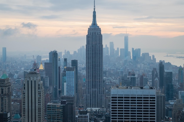 Premium Photo | New york skyline from the top of the rock observation ...