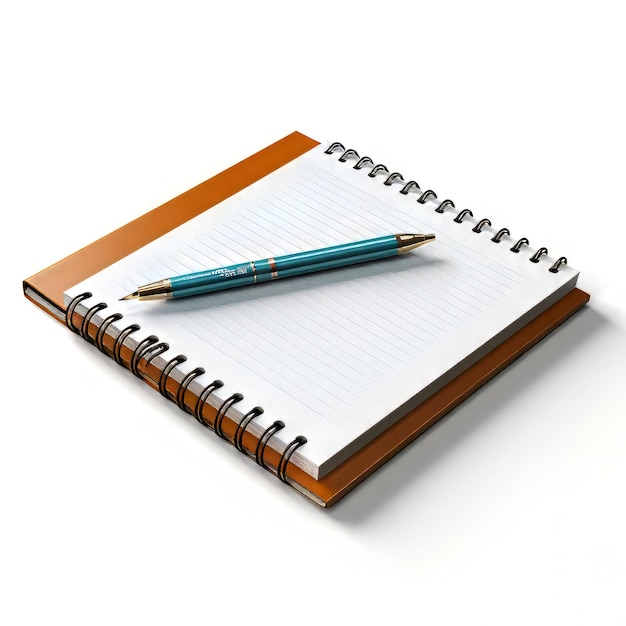 Premium Photo | Notebook and pen on a white background 3d rendering