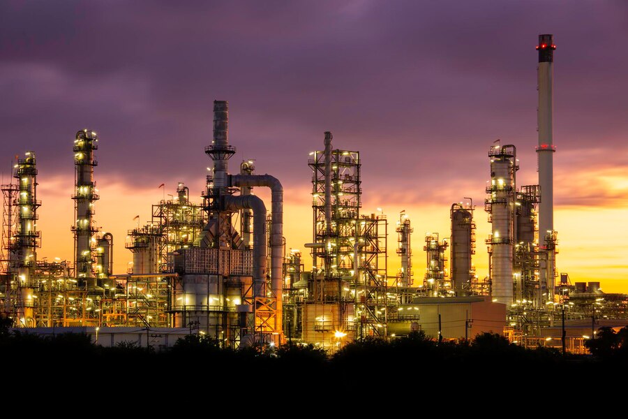 Premium Photo | Oil refinery and plant and tower column of ...