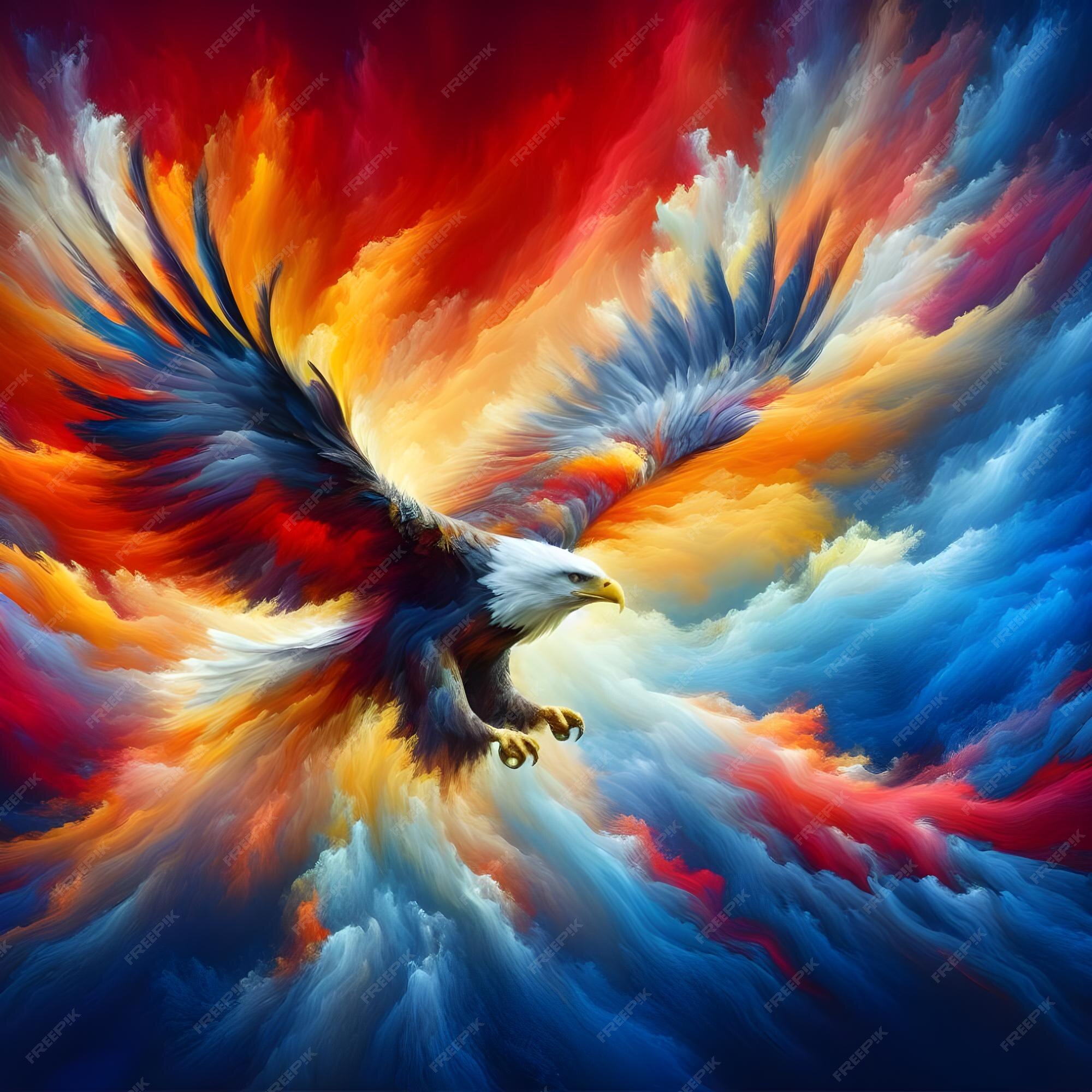 Premium Photo | A painting of a bird flying in the sky with the words eagle