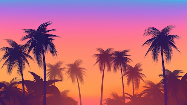 Premium AI Image | Palm trees on the background of a colorful bright ...