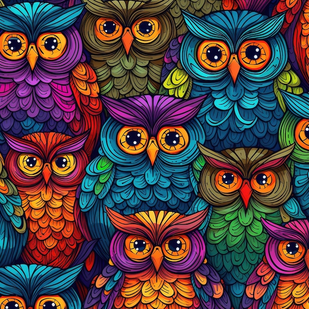 Premium Photo | Pattern of beautiful owls