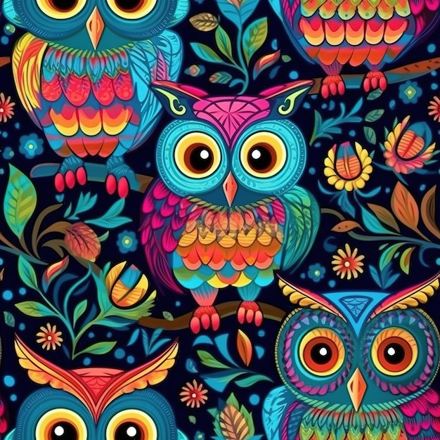 Premium Photo | Pattern of beautiful owls