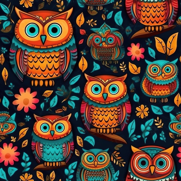 Premium Photo | Pattern of beautiful owls