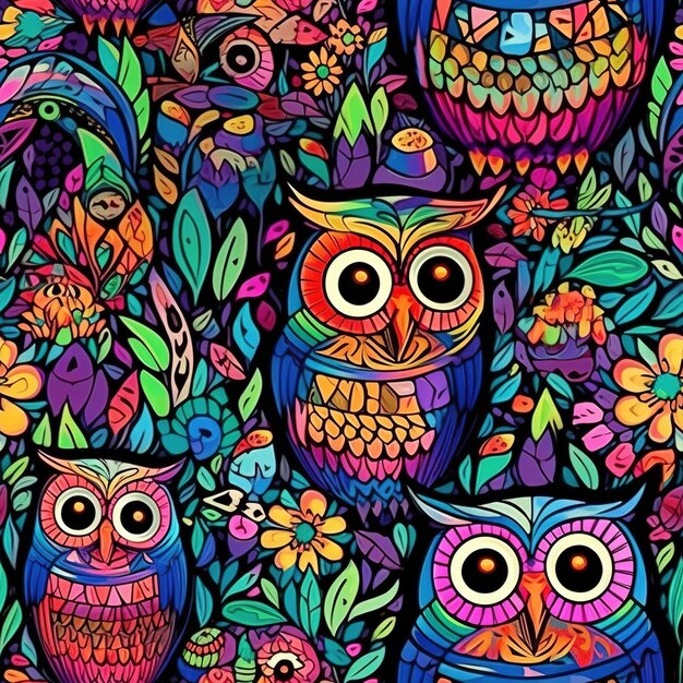 Premium Photo | Pattern of beautiful owls