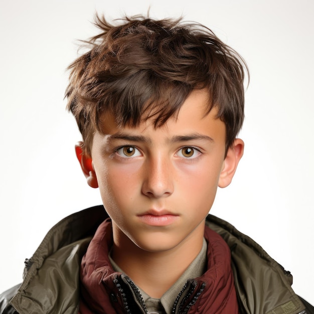 Premium AI Image | Perturbed 13YearOld Kazakhstani Boy with Worried Look