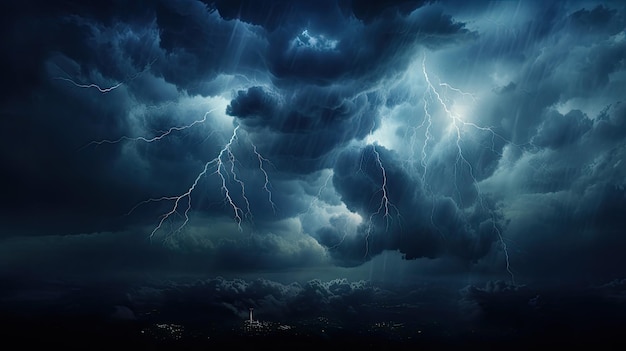 Premium Photo | A photo of a stormy sky with lightning dark clouds