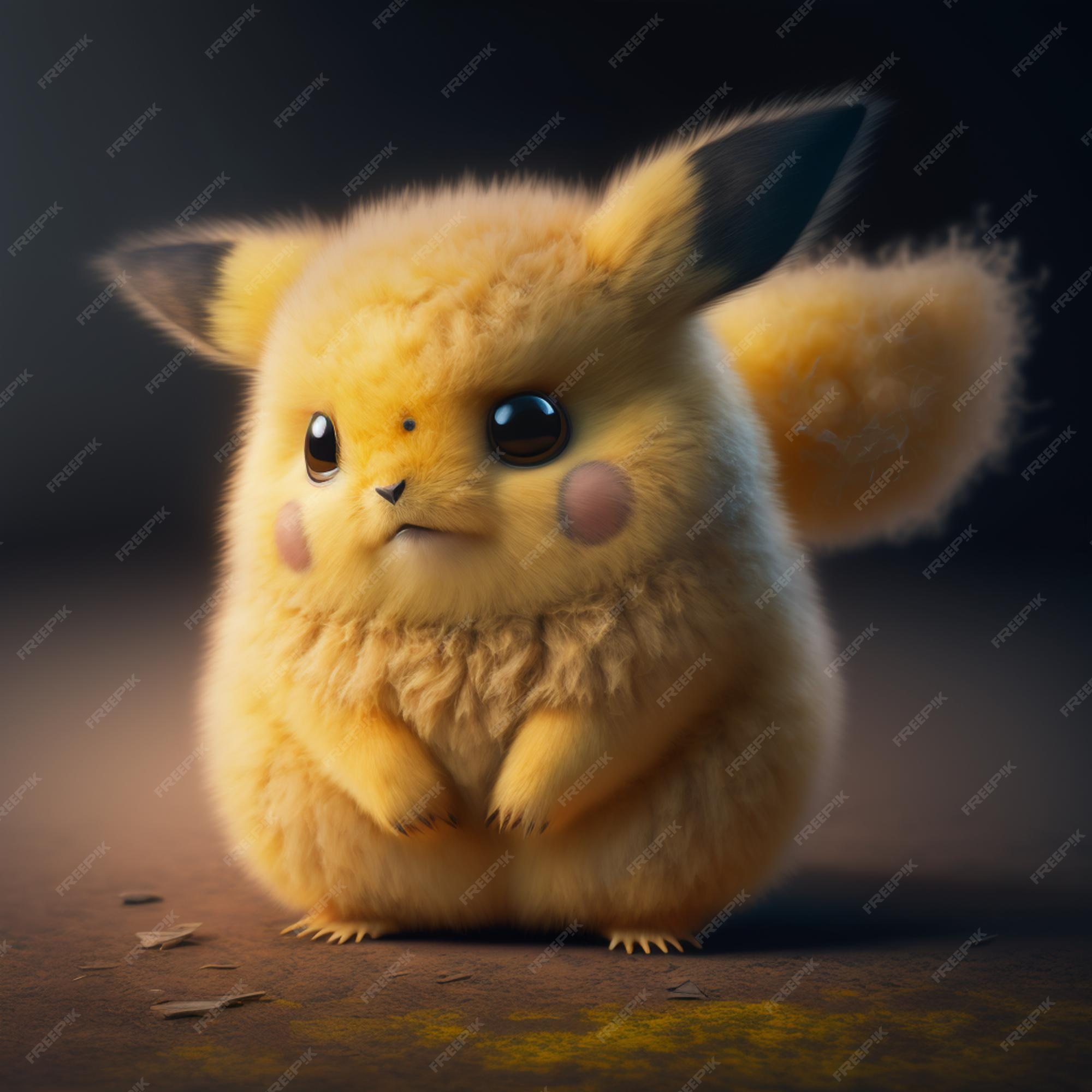 Premium AI Image | A pikachu with a black nose and black eyes sits on a ...