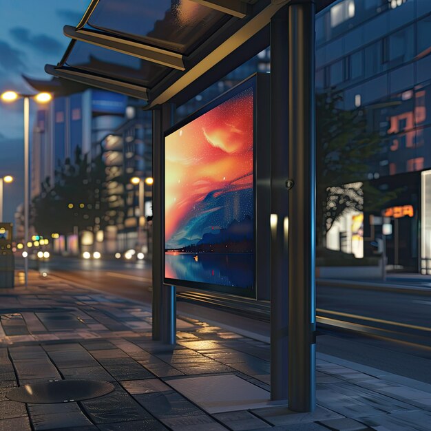 Poster mockup at the bus stop MOCKUP | Premium AI-generated image