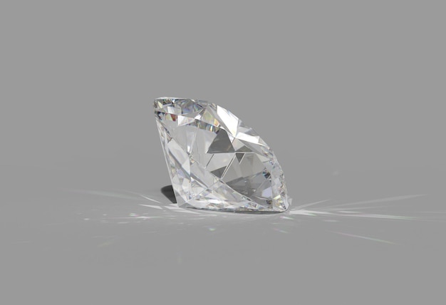 Round diamond cut on shiny white background back light shiny\
caustic rays 3d render