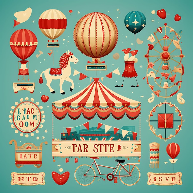 Premium Photo | Set of Vintage Carnival Love Letter Vintage Circus ...