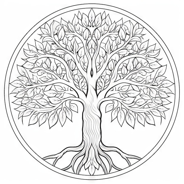 Premium AI Image | simple design for trees mandala coloring book with crisp