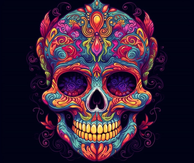 Premium AI Image | Skull with a psychedelic trippy pattern