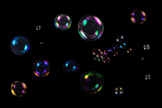 Premium Photo | Soap bubbles isolated on a black background