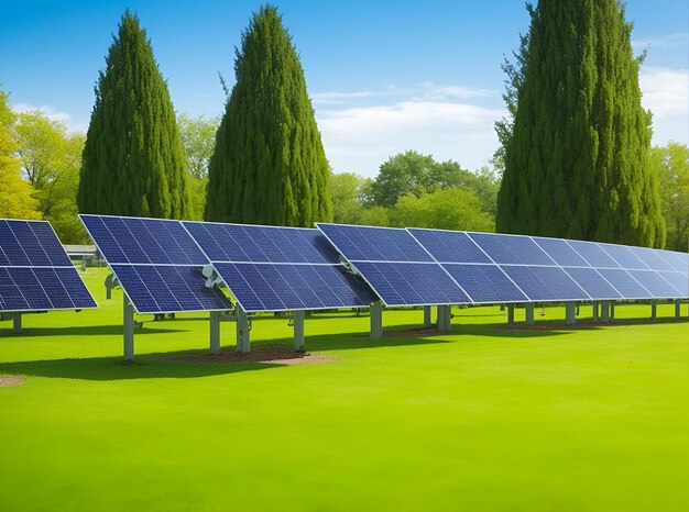 Premium Photo | Solar power plant sunny day