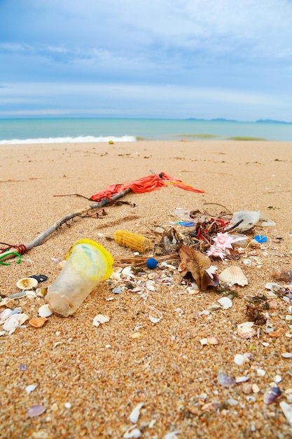 Spontaneous garbage dump on a beach