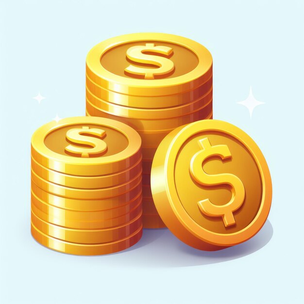 Premium Photo | Stack of money and gold coins 3d cartoon style icon ...