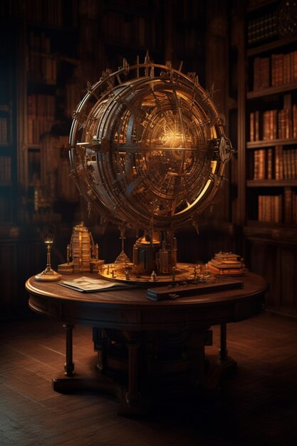 Premium AI Image | A table with a globe and a book on it