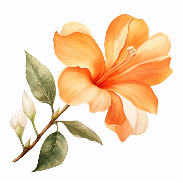 Premium AI Image | There is a painting of a flower with leaves on a ...