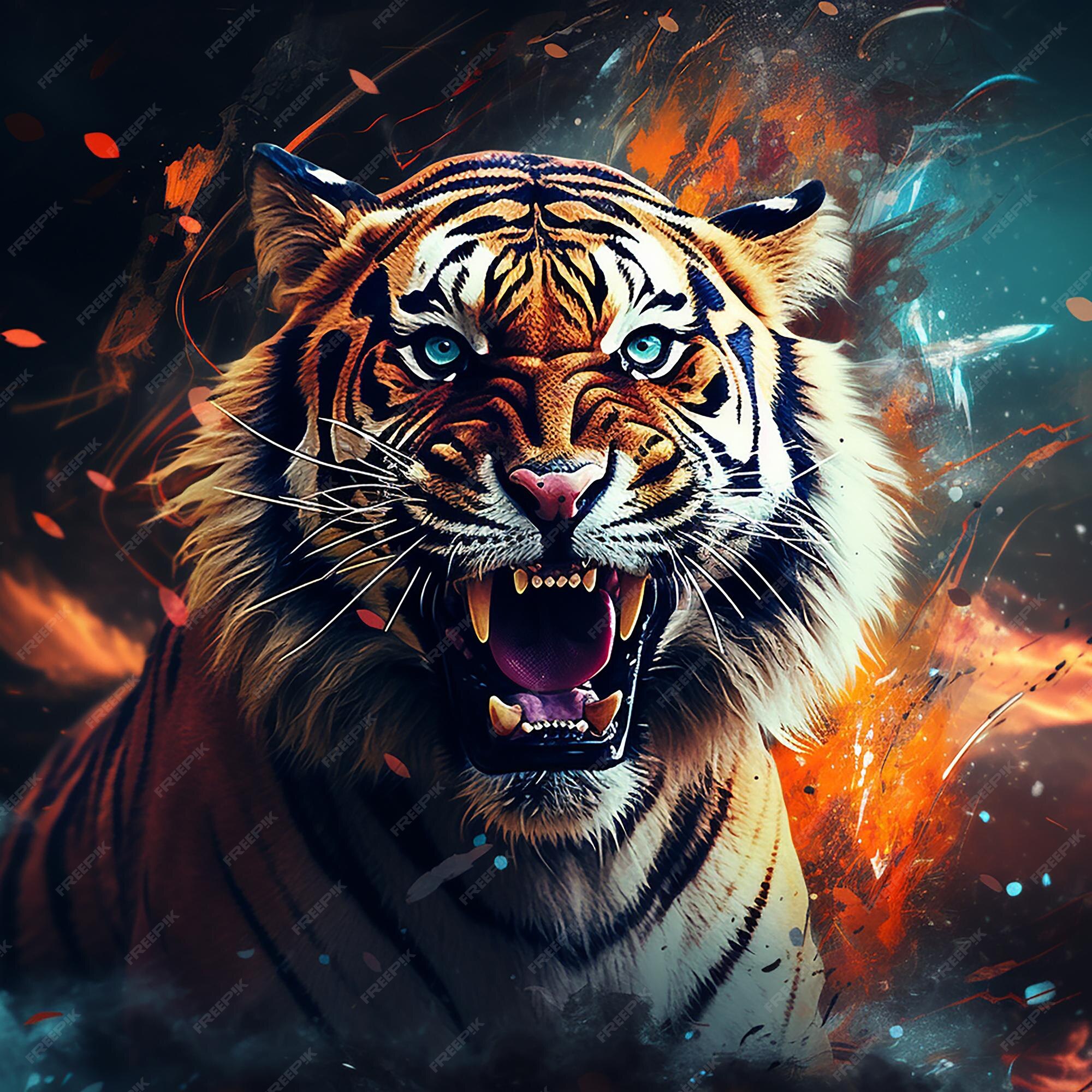 Premium Photo | Tiger scary face 4k wallpaper