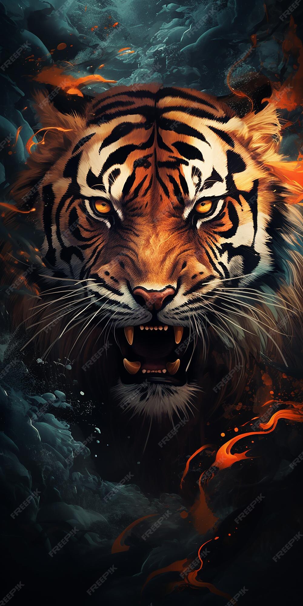 Premium AI Image | Tiger scary face 4k wallpaper