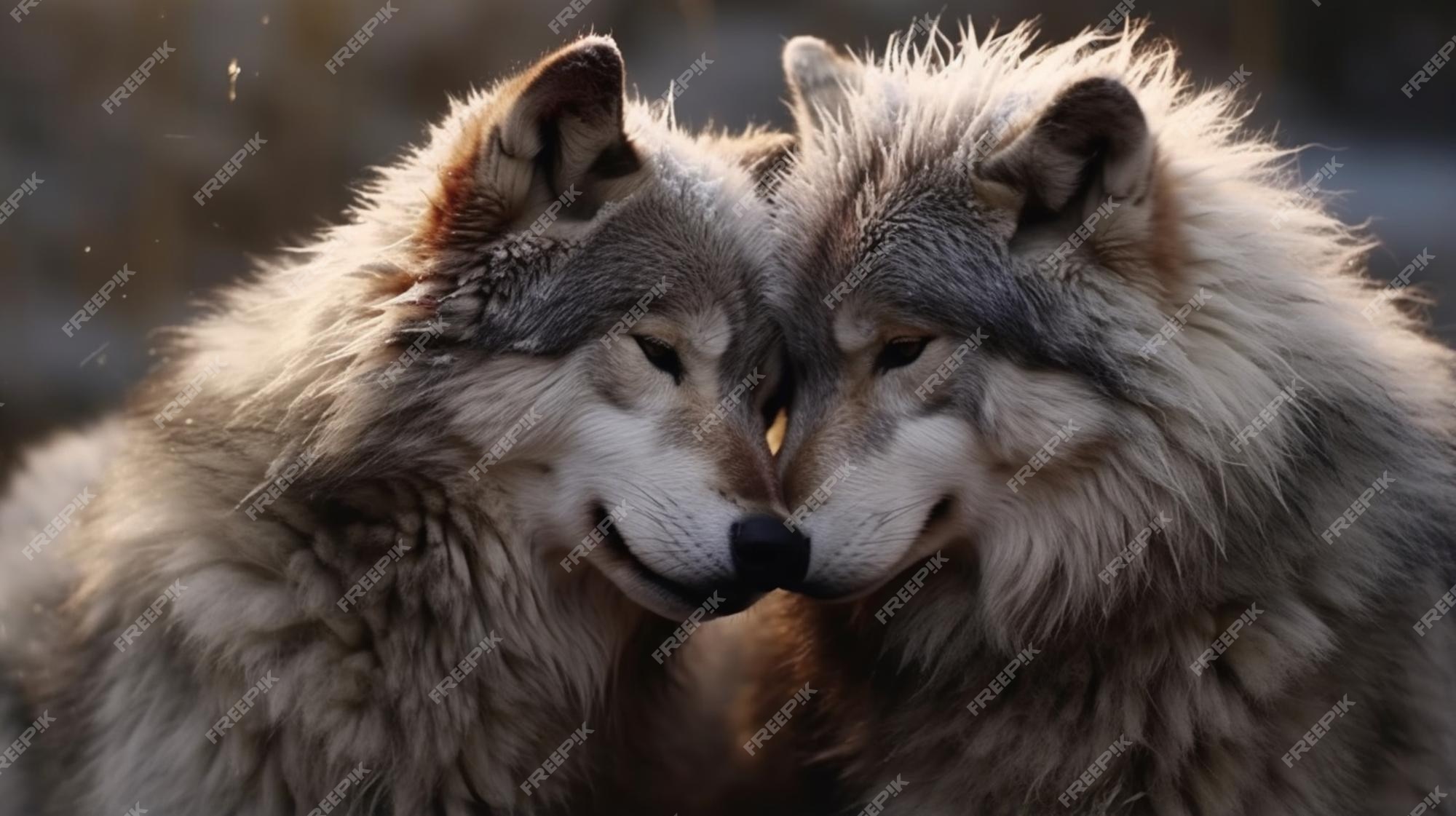 Premium Photo | Two wolves affectionately nuzzling each other picture ...