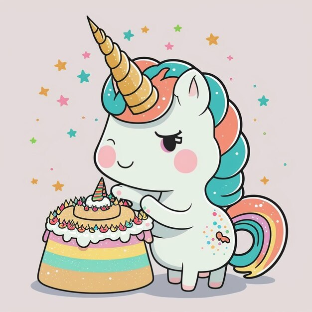 Premium Photo | Unicorn Birthday Vector Illustration