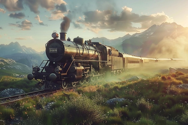 Premium Photo | Vintage steam locomotive chugging through a scenic