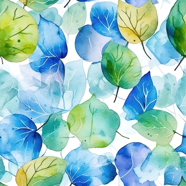 Premium AI Image | A watercolor pattern of leaves.