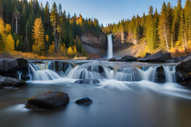 Premium AI Image | a waterfall in the fall