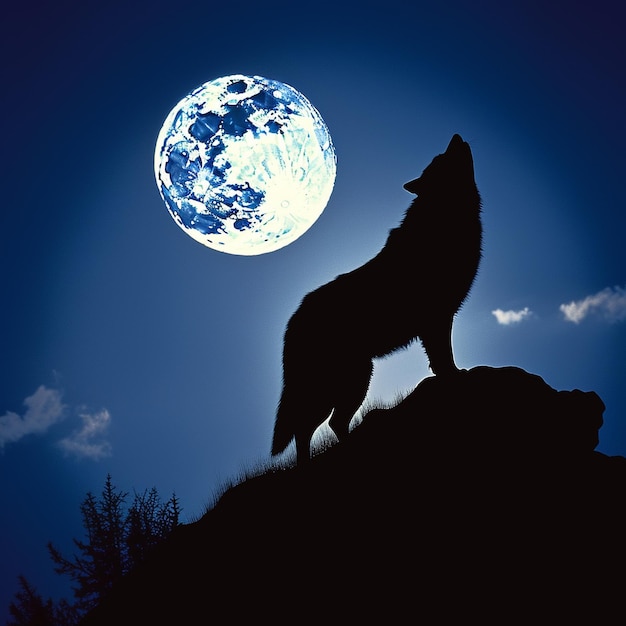 Premium Photo | Wolf howling at night in mountain