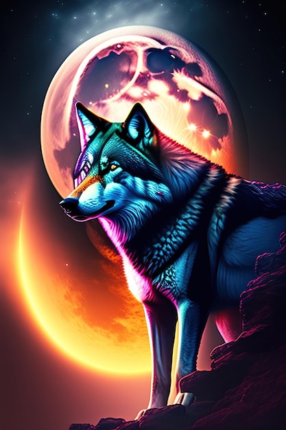 Premium AI Image | The wolf howls at the full moon at night