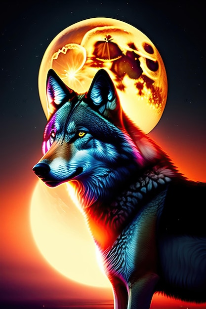 Premium AI Image | The wolf howls at the full moon at night