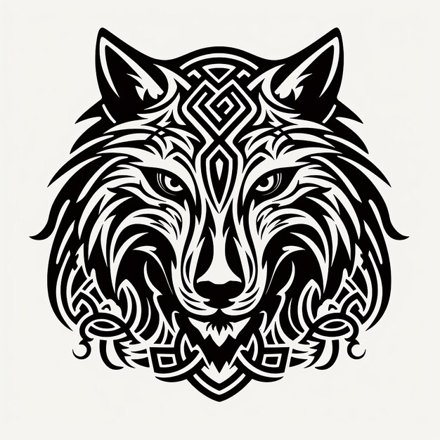 Premium AI Image | Wolves tattooBlack and White Vector White Background