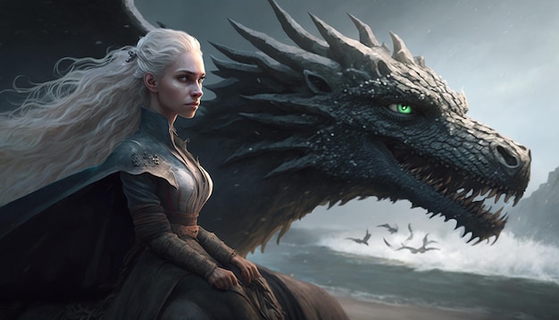 Premium AI Image | Woman riding a dragon animal illustration ai ...