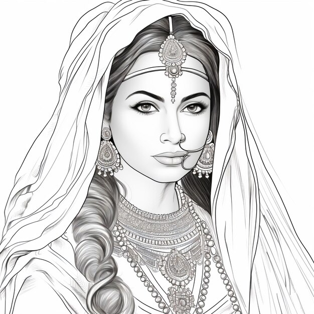 Premium AI Image | a woman in a traditional indian dress with a veil