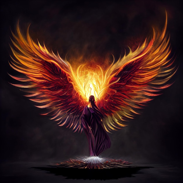 Premium Photo | A woman with wings that has the word fire on it