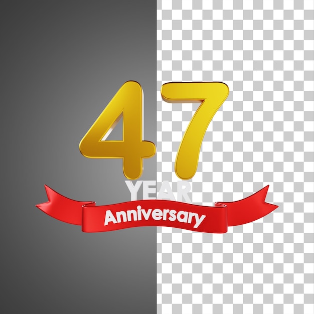 Premium PSD | 47 year happy anniversary number 3d illustration