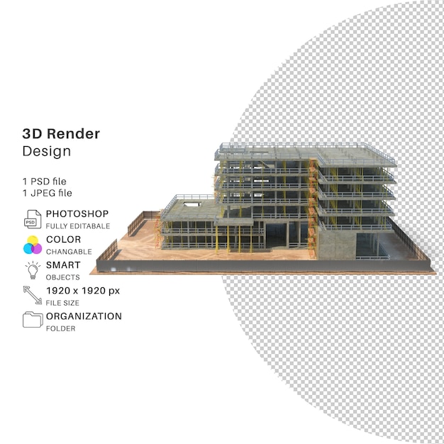 Premium PSD | Appartment building 3d modeling psd file realistic building