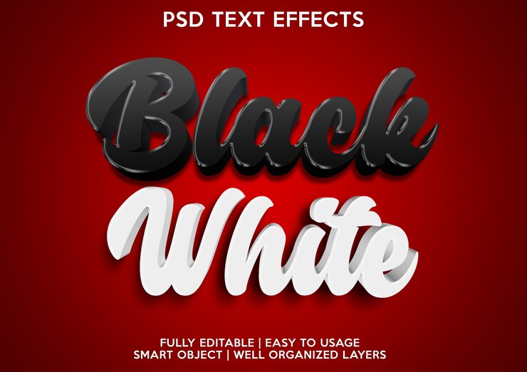 Premium PSD | Black white text effects template