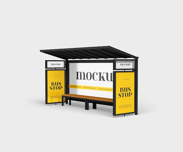 Premium PSD | Bus stop mockup psd template